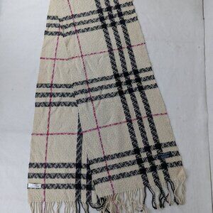 Authentic BURBERRY Big Check Cashmere Scarf In Ivory | Winter Essential